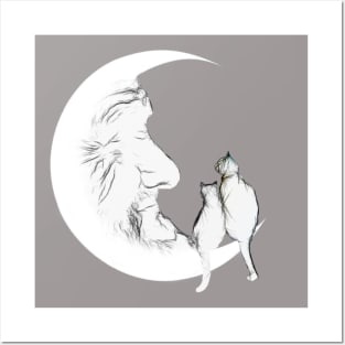 Moon and cats Posters and Art